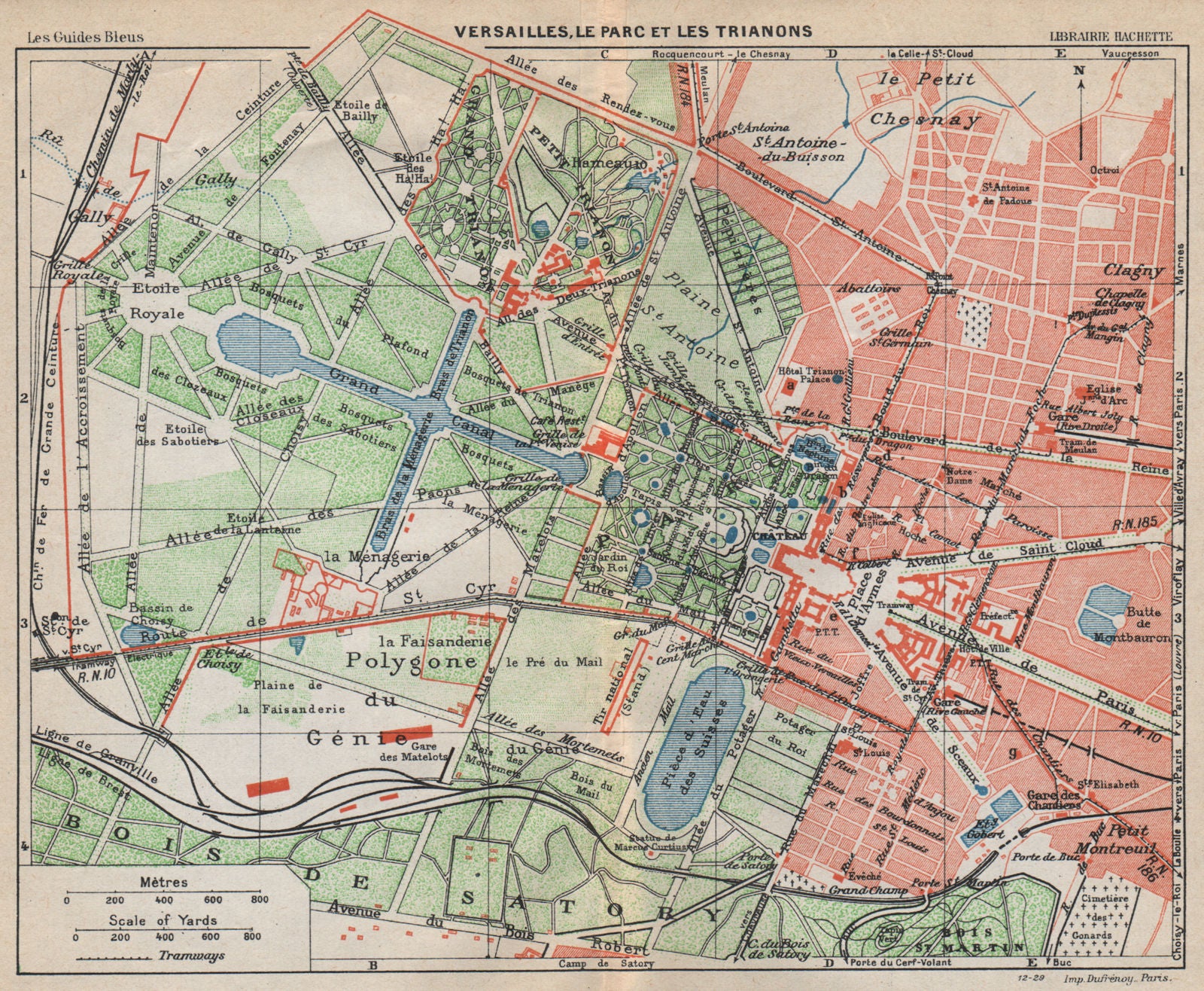 VERSAILLES. Parc Trianons Gardens. Vintage map plan. Yvelines 1927 old